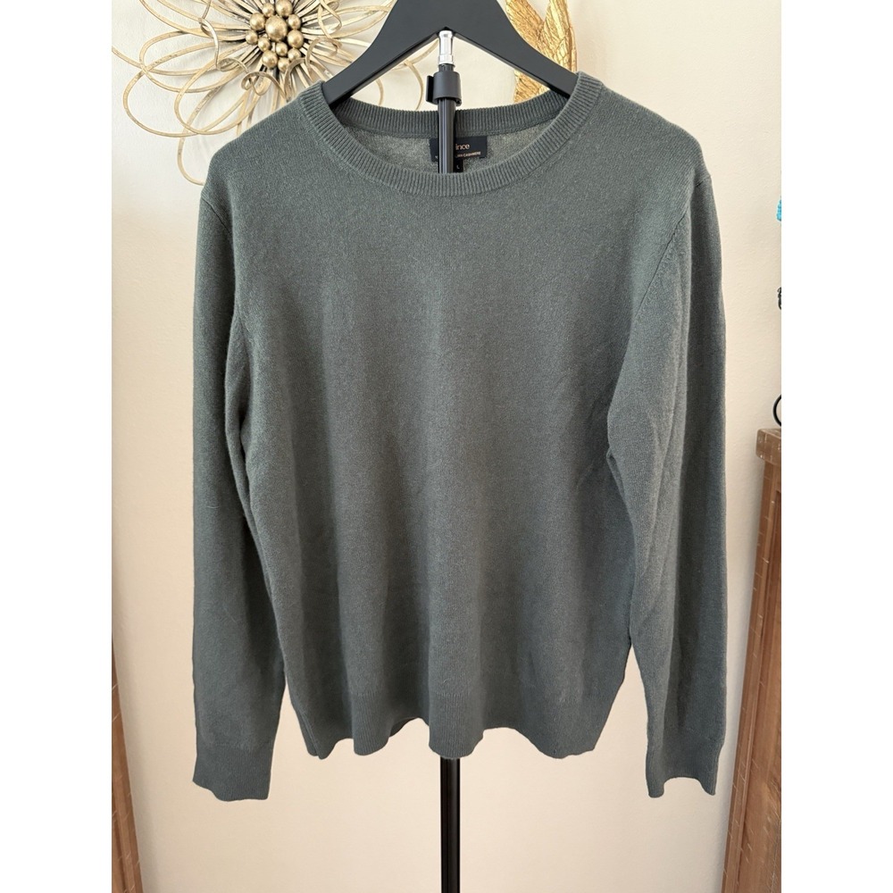 Quince Mongolian Cashmere Crewneck Sweater Womens Large Moss Green Quiet Luxury